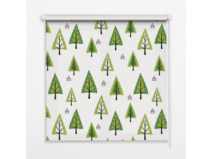Tulup Innenrollo - Fensterrollo - Rollo - 100x100 cm - Gezeichneter Wald, Grün, Kunststoff, Quadratisch, 100x100x0.5 cm, Heimtextilien, Vorhänge, Rollos