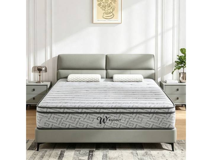 Luxueux Matelas 140x200 cm Ép 27cm Haute Densité Mousse et Ressorts Soulage Douleurs Dos Sommeil Indépendant Hypoallergénique
