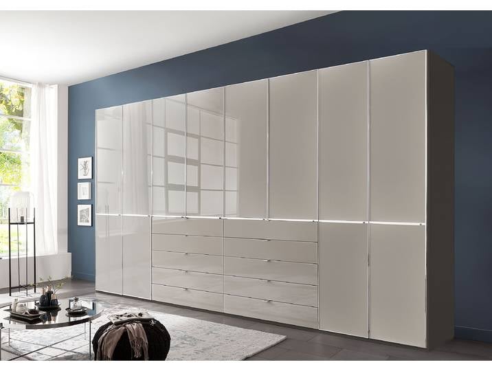Drehtürenschrank 393 x 236cm Grau/Sandgrau/Havanna