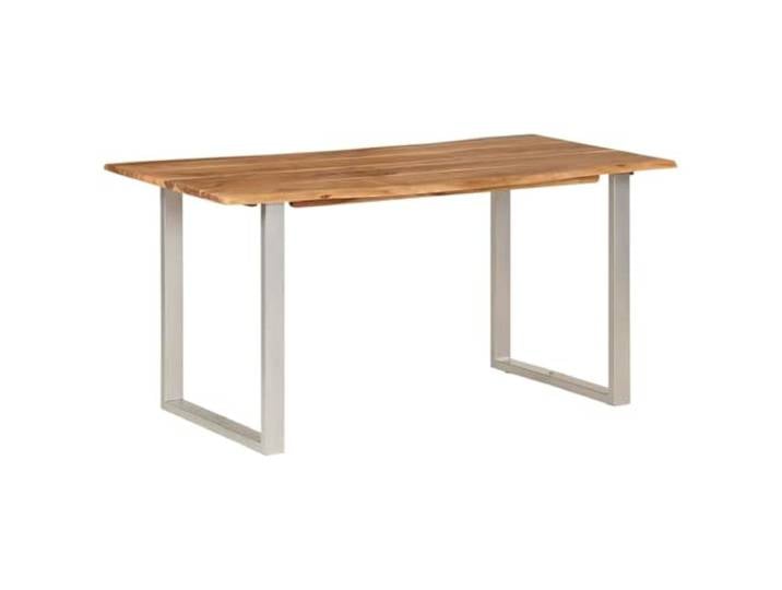 HBBMGYD Esstisch, 154 x 80 x 76 cm, Akazienholz, massiv Industrieller und rustikaler Stil, Stahlbeine, einfache Montage, tropisches Hartholz, reiche Maserung