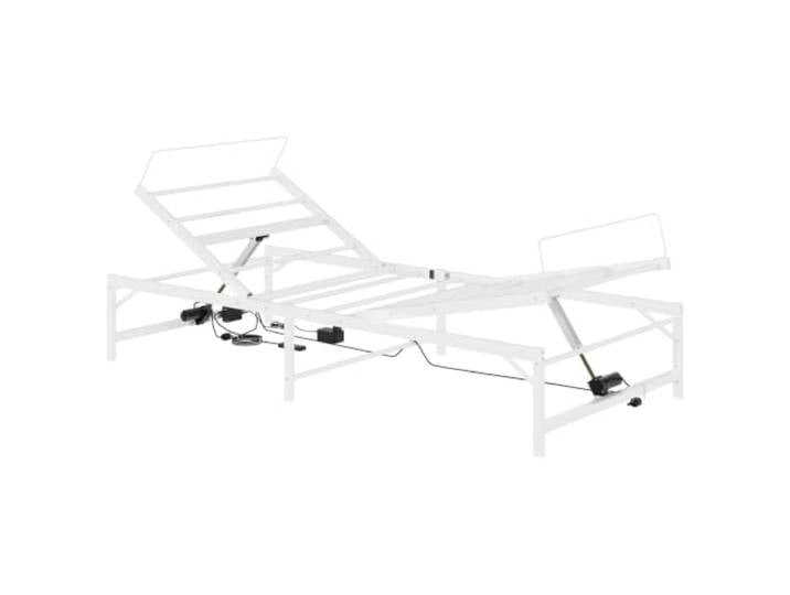 KTHLBRH Elektrisches Bettgestell, verstellbar, weiß, 75 x 190 cm, Stahl Kabelfernbedienung, pulverbeschichteter Stahl, unabhängige Verstellung, 140 kg, Stecker