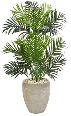 Nearly Natural Paradise Palm Artificial Tree in Sand Colored Planter - Green