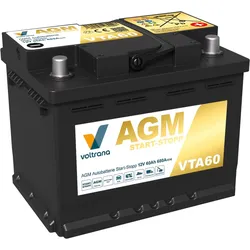 Voltrana AGM Autobatterie Start-Stopp 60Ah 12V 680A VTA60