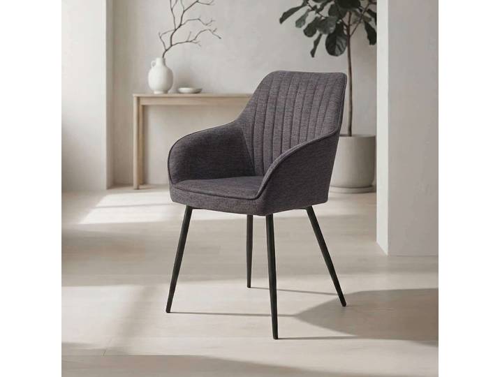 Chaise de salle à manger en tissu couleur anthracite - Nolan Stripe