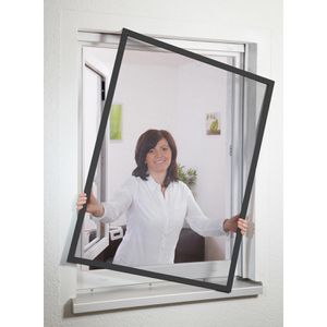 Culex Fliegengitter Alu Compact anthrazit, für Fenster, mit Rahmen, 130x150cm