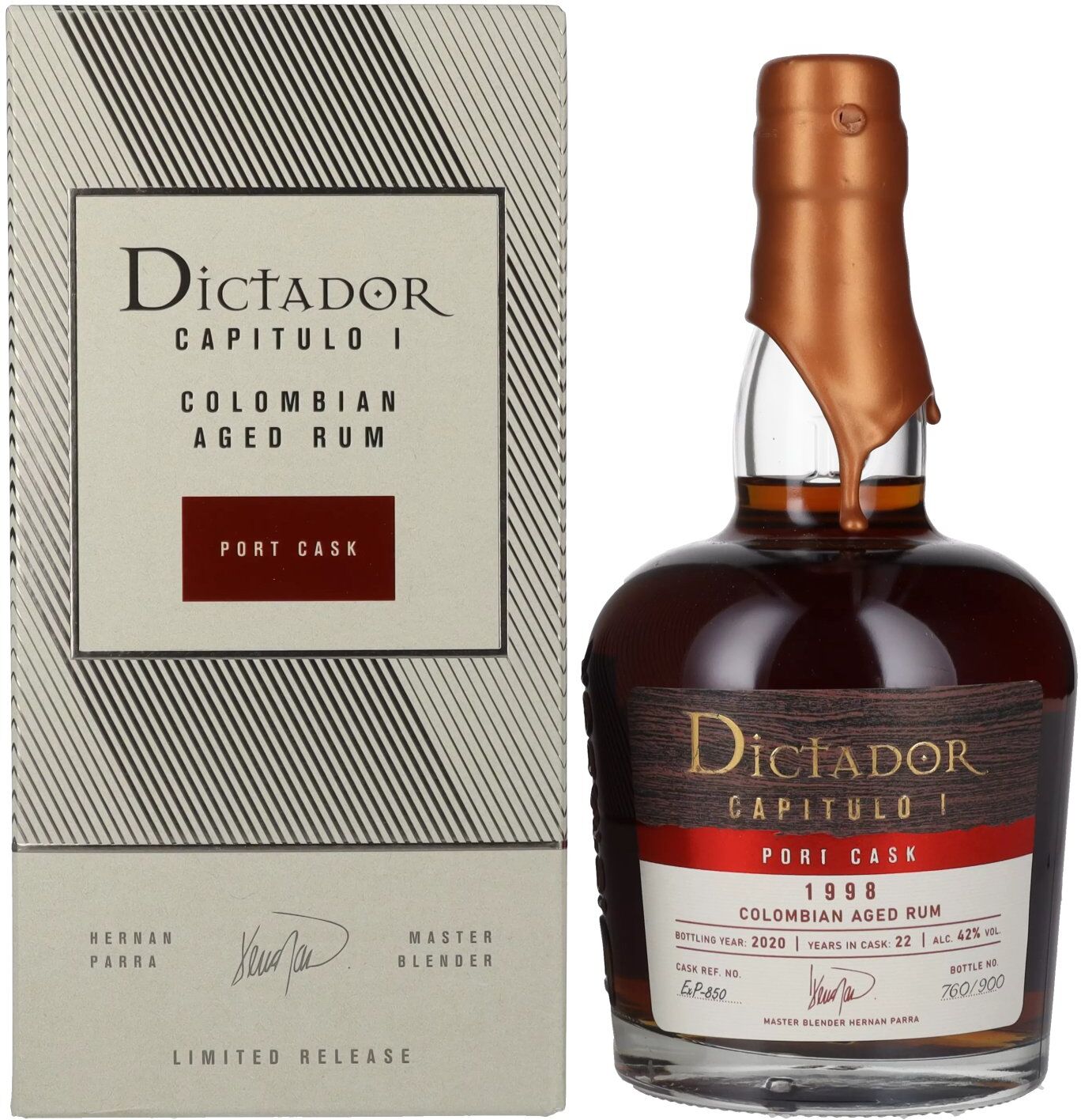 Dictador Rum Dictador CAPITULO I 22 Years Old Port Cask Colombian Aged Rum 1998 42% Vol. 0,7l in Geschenkbox