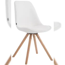 Décoshop26 - Skandinavischer Küchen-/Esszimmerstuhl mit weißer PVC-Sitzfläche und 4 runden Holzbeinen 10_0008304 10_0008304