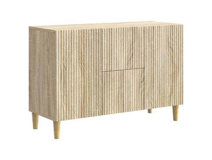 GFMGUEMV Sideboard Sonoma-Eiche Holzwerkstoff Anrichte mit Stauraum Nostalgisches Design, abgerundete Beine, pflegeleichte Oberfläche, praktische Fächer, vielseitig nutzbar