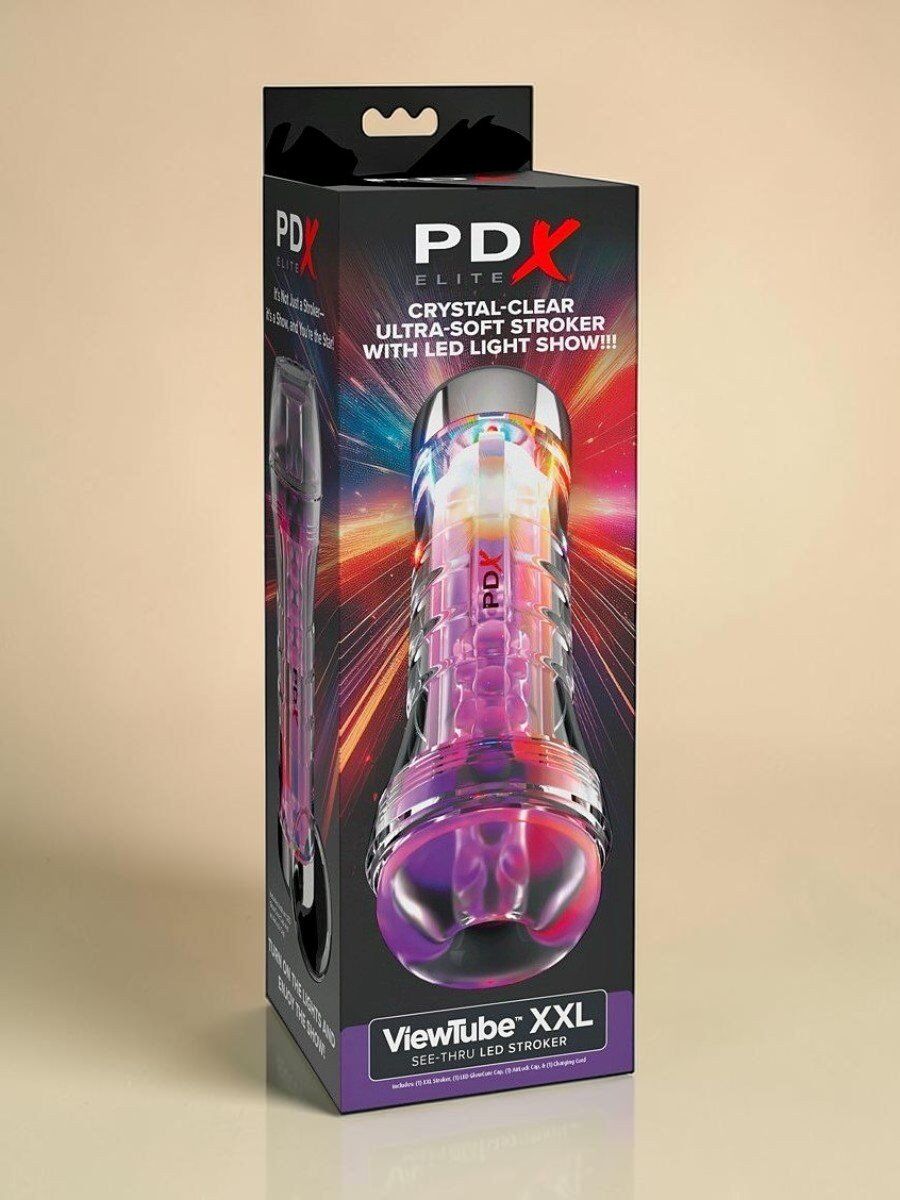 Elitegroup Masturbateur transparent avec LED et double capuchon étanche