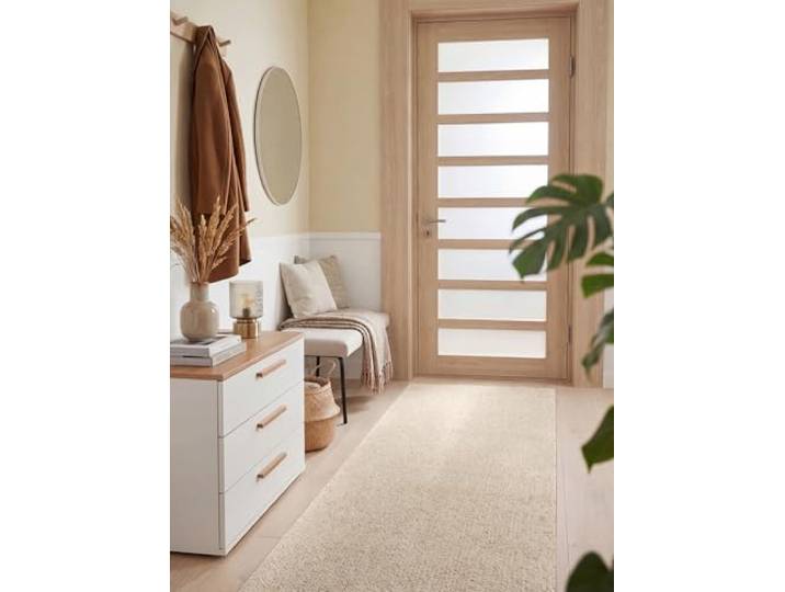 Elle Decoration Rocco - Weicher Schlingen Läufer, Maschinen Waschbar, Woll Optik, Natürlicher Look, Modern, Skandi Look für Wohnzimmer, Esszimmer, Schlafzimmer, Flur - Creme, 80x240cm