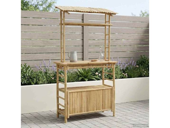 Mange-debout - table de bar - table haute Vidaxl Table de bar extérieure Naturel 110 x 50 x 210 cm Bambou