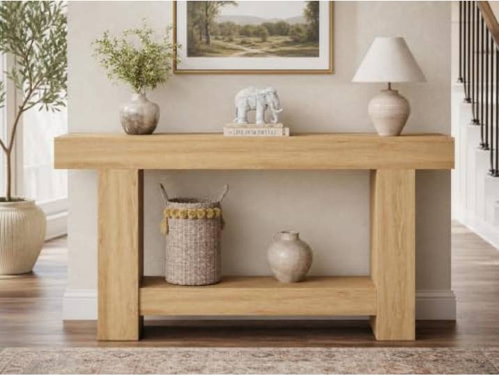 GarveeMore 120cm Vielseitiger Konsolentisch Offene Ablage Beidseitiges Design Oberflächenrelief