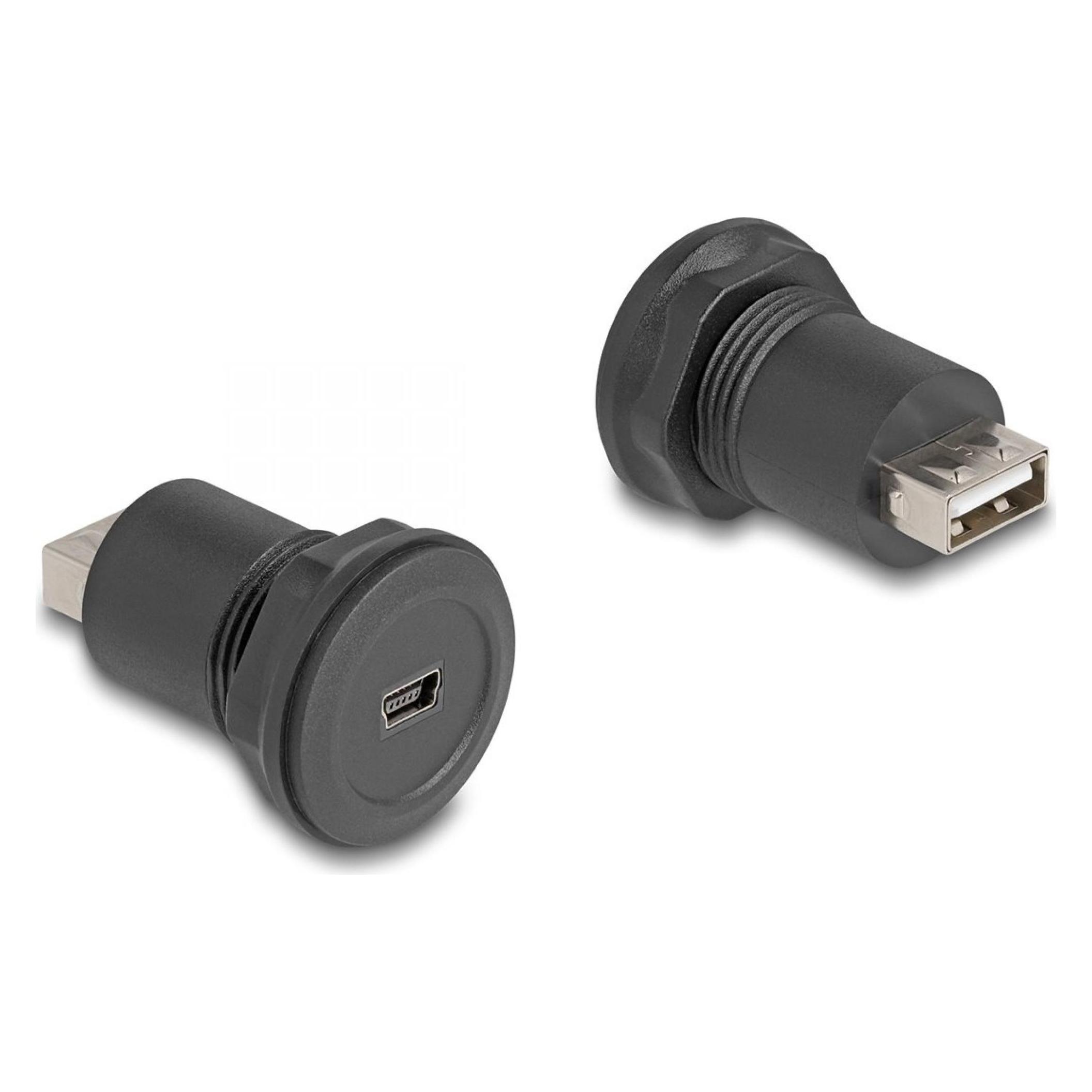 Delock USB 2.0 Typ Mini-B zu USB 2.0 Typ-A Einbaubuchse schwarz (USB-A) (66742)