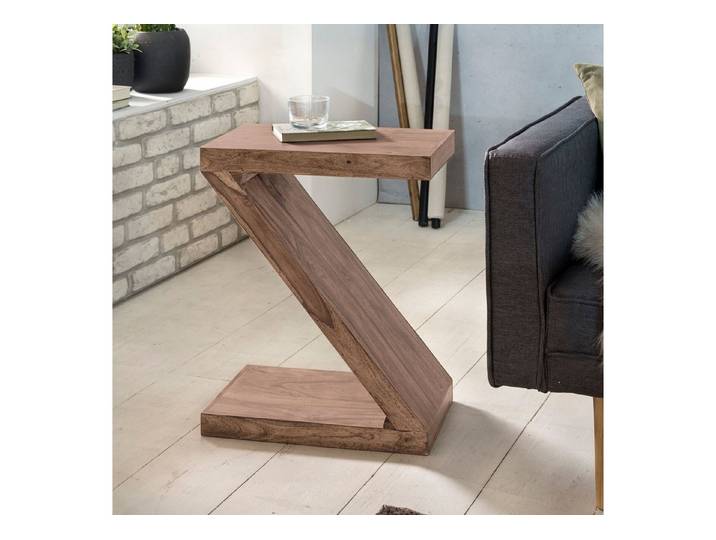 KADIMA DESIGN Beistelltisch Beistelltisch MUMBAI Massivholz Akazie Z Cube 60cm hoch, Wohnzimmer-Tisch Design braun Landhaus-Stil Couchtisch