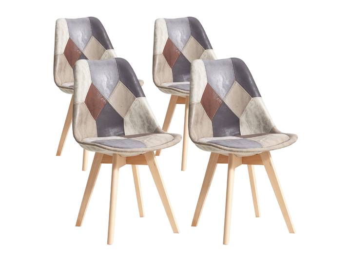 EGOONM Ensemble de 2/4 chaises de salle à manger, chaises patchwork avec pieds en bois et assise rembourrée pour cuisine et salon, tissu technique.