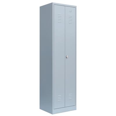 Lüllmann® Garderobenschrank, 2 Abteile mittig schließend, 1800 x 500 x 500 mm, lichtgrau
