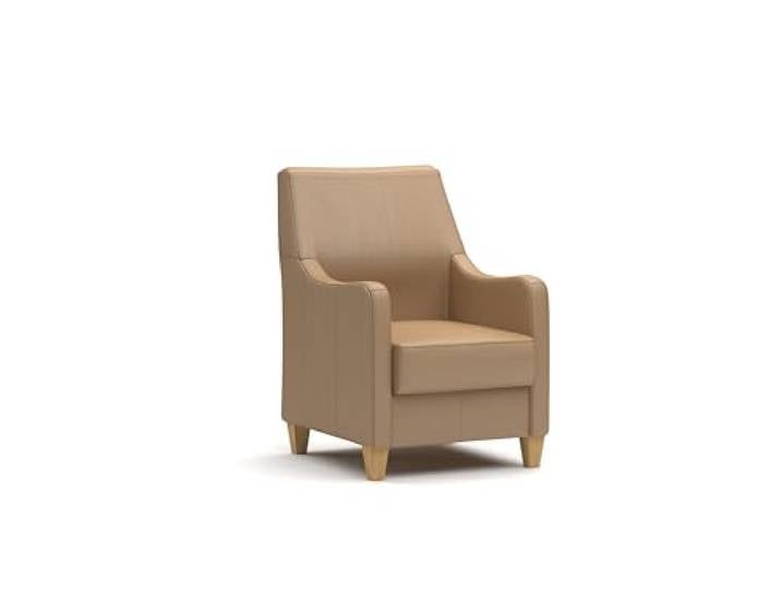 CAVADORE Leder-Sessel Palera / Landhaus-Sessel mit Federkern + massiven Holzfüßen / 70 x 93 x 75 / Leder Beige