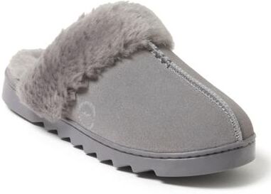 Women's Helena Genuine Suede Scuff by Dearfoams in Grey (Size 8 M)