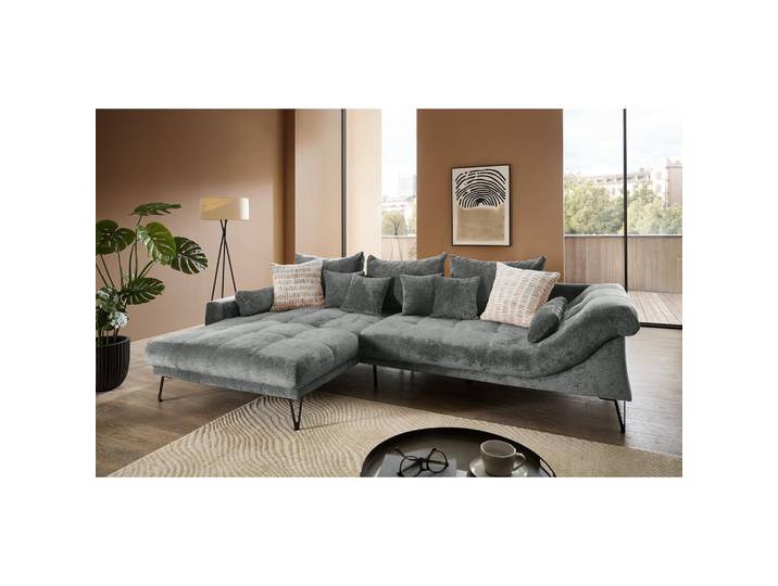 Livetastic Ecksofa Garda, Anthrazit, Metall, Uni, 4-Sitzer, Füllung: Schaumstoff,Schaumstoff,Schaumstoff,Schaumstoff, Ottomane links, L-Form, 310x192 cm, Rücken echt, Wohnzimmer, Sofas & Couches, Wohnlandschaften, Ecksofas