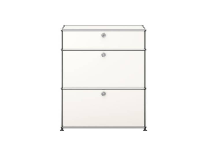 USM Haller TV Board 1-fach breit 2 Klapptüren 1 Schub weiß ohne Schloss reinweiß 78x91.5x38 cm