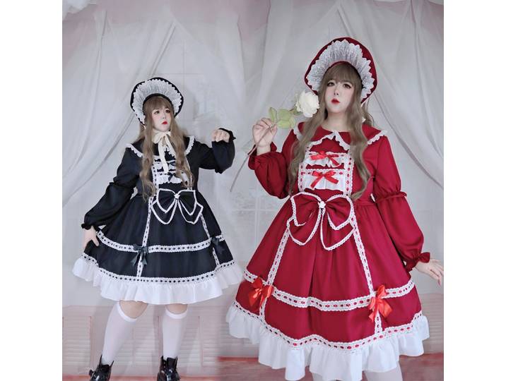Rouroudream-Robe Lolita OP, grande taille, vintage, hiver