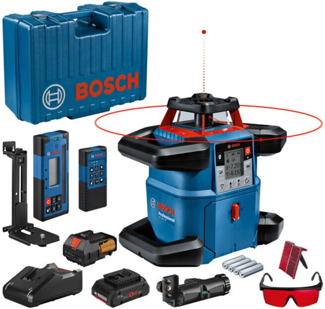 Laser rotatif BOSCH GRL 600 CHV, avec batterie et chargeur rapide (0601061F00)