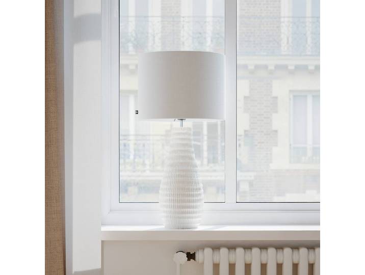By Rydéns Tischlampe Bartha, creme / amber, für Wohn- / Esszimmer, Keramik