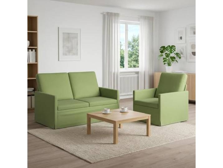 Sofa-Set 2 pcs Hellgrün Samt mit Metallrahmen Kissenrücken-Design,weiche Samtpolsterung,Schaum-Faser-Füllung,Metallgestell,drinnen