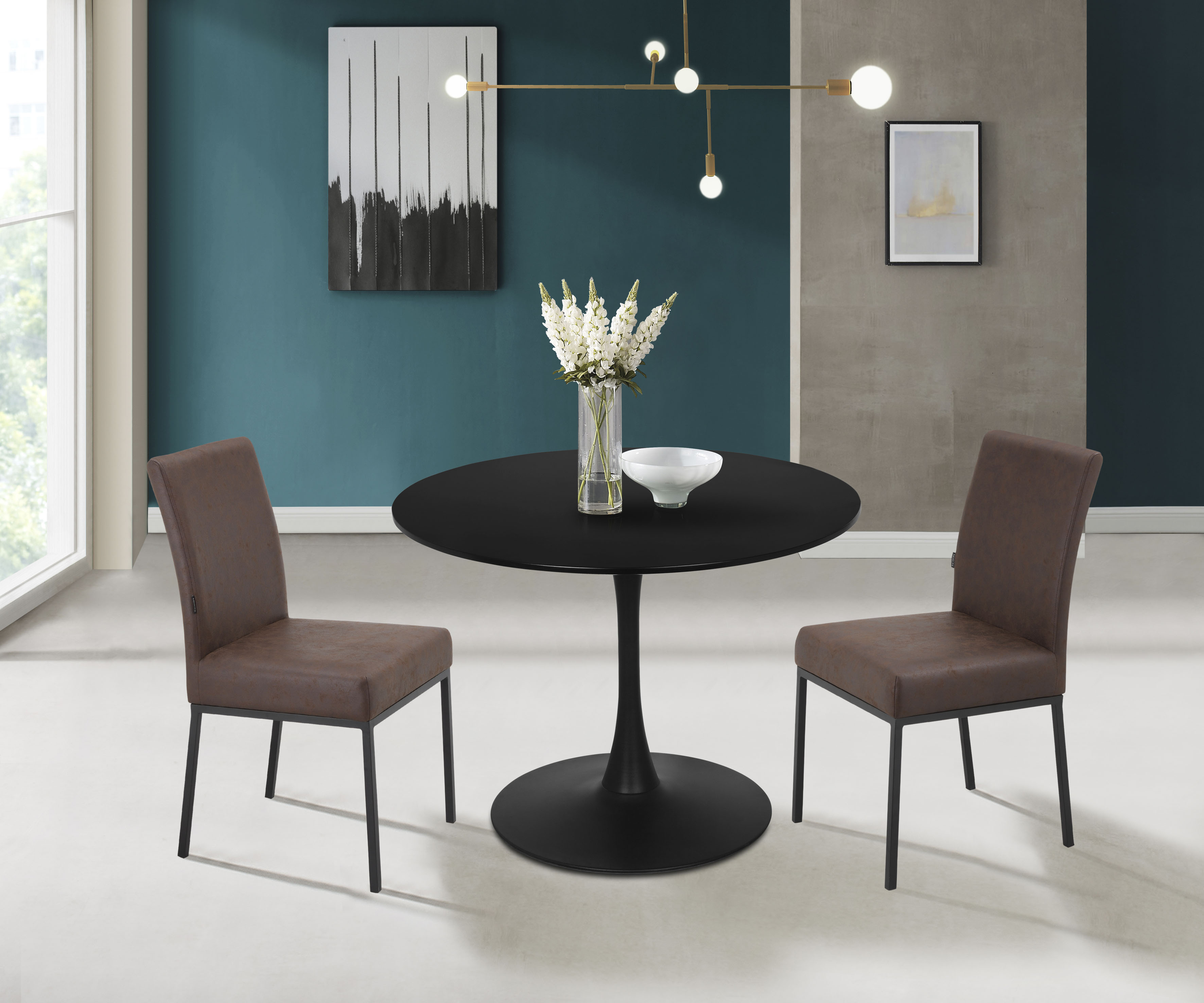Esstisch GOODPRODUCT "Jahwe", schwarz, B:100cm H:75cm T:100cm, Tische, Esstisch, Gestell aus Metall, Durchmesser 100 cm schwarz B/H/T: 100cm x 75cm x 100cm