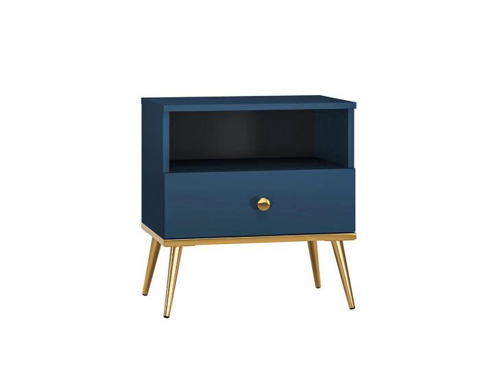 Petits-meubles Nachttisch Thalia Blau, Holzwerkstoff, 1 Schubladen, 50x53x34 cm, Schlafzimmer, Nachttische