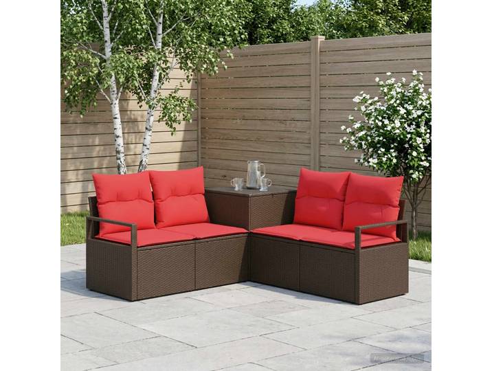vidaXL Sofa Set 5 stk. Braun und Rot 177 x 177 x 85 cm