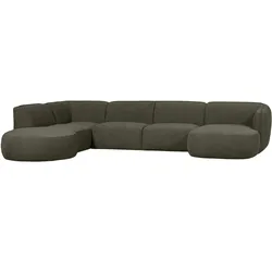 Sofa Polly U-Form aus Webstoff, modern und komfortabel, Grün, links, für 5–6 Personen