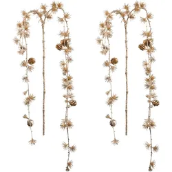 CREATIV green künstliche Pflanze Zedernhängezweig, metallic, 125cm, gold, 2er Set