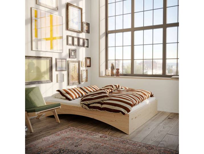 Bettgestell KARUP DESIGN Orbit Bed, Massivholzbett, Futonbett, FSC-zertifiziertem Massivholz , braun (natur), B:164cm H:35cm L:205cm, 100% Kiefer, Betten, Bettgestell, mehrere Größen, inklusive Lattenrost, ohne Matratze, Made in Europe