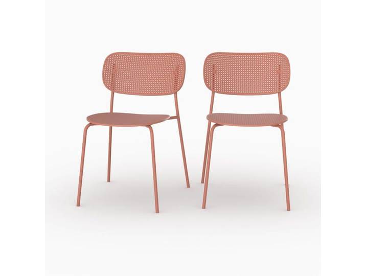 Lot de 2 chaises de jardin empilables en plastique vieux rose - Géa - Maison Pavane