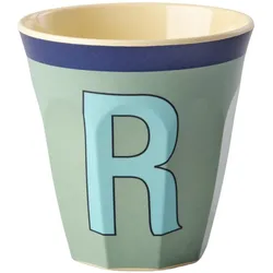 RICE Melamin Buchstabenbecher Vintage Medium, R Khaki