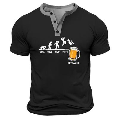 Herren Grafik Kurzarm-T-Shirt Lustiger Arbeitswochen Humor von Montag bis Freitag Freizeit Bürot-Tee