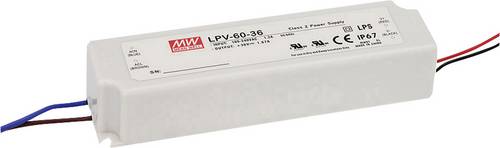 Mean Well LPV-60-15 LED-Trafo Konstantspannung 60W 0 - 4A 15 V/DC nicht dimmbar, Überlastschutz 1St.