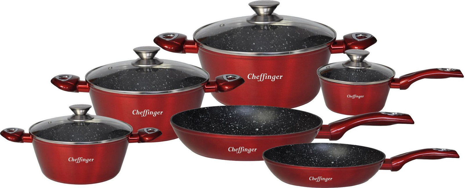 Cheffinger 10-delige kookgerei-set met anti-aanbaklaag, geschikt voor inductie