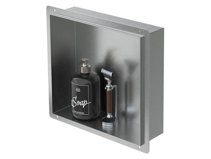LuxeBath Wandnische aus Edelstahl, 30x30x10 cm, Silber, Duschnische, Randlos, Einbauregal, Flexibler Einbau, Befliesbare Nische für Badutensilien, Duschablage, Einzelregal, Lagerung für Badezimmer