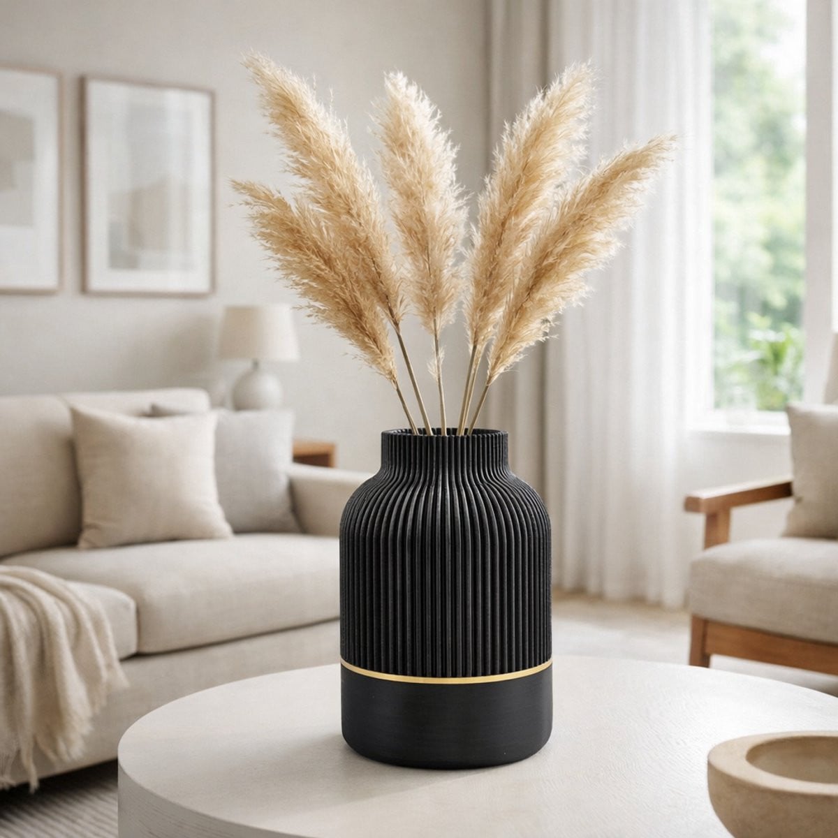 Layerzz Luxury Line 3D-geprinte vaas met goud accent, Hoogte: 16 cm