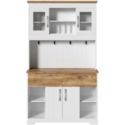 STILVORA Küchenbuffet-Schrank aus Spanplatte in Natur/Weiß, 106x39x176,5 cm