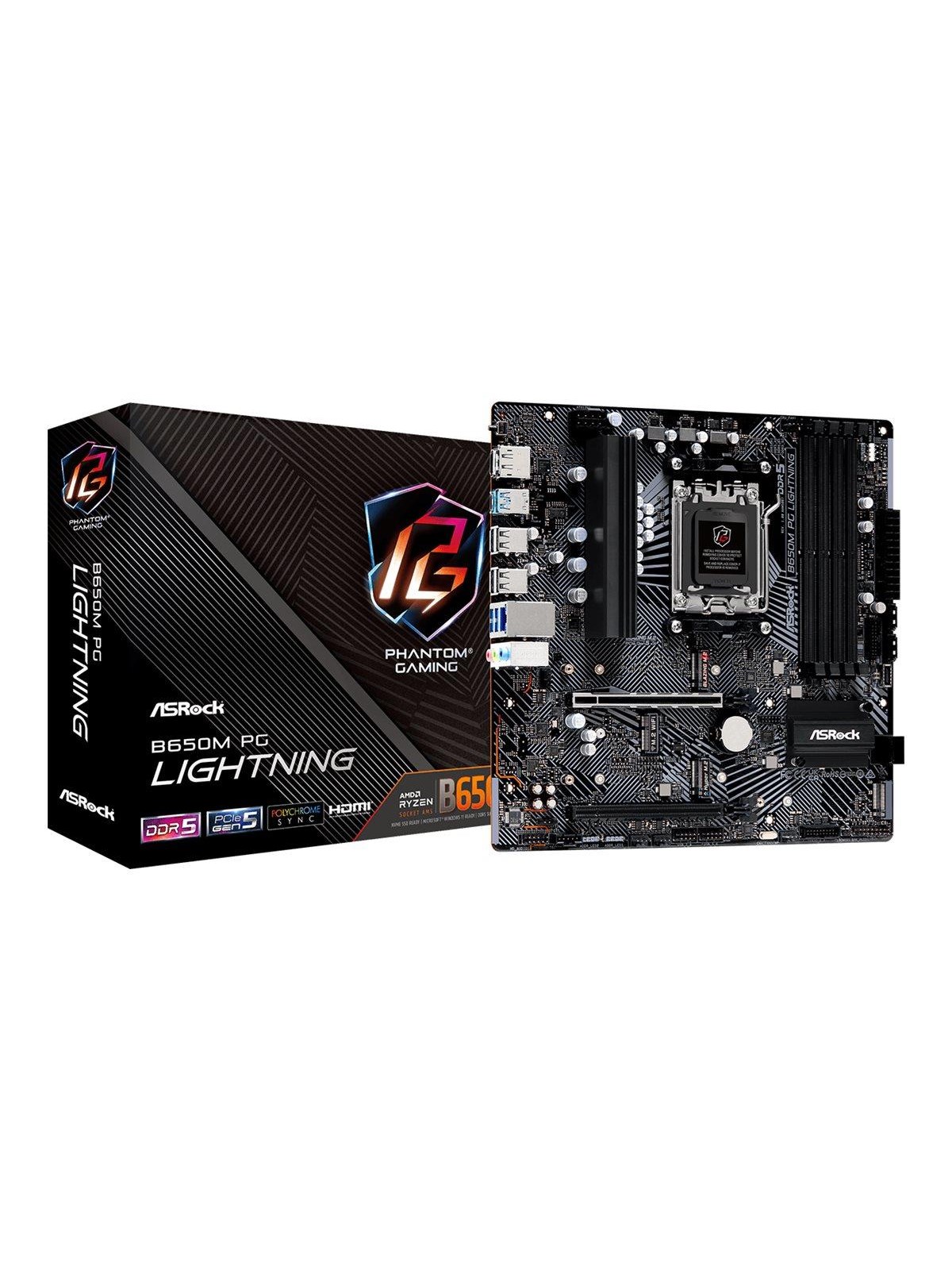 ASRock B650M PG LIGHTNING Mainboard - AMD B650 - AMD AM5 - DDR5 RAM - Micro-ATX