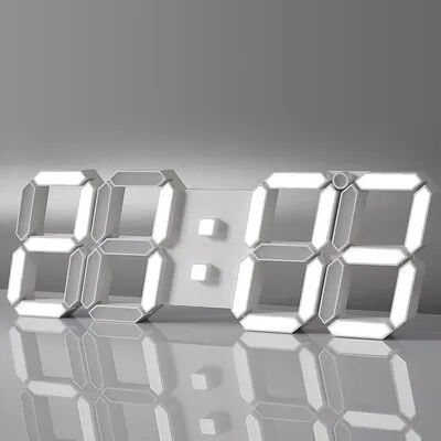 Perfect Picks Market LED Wall Clock With Remote Control, Auto Brightness & Modern Digital Display white
