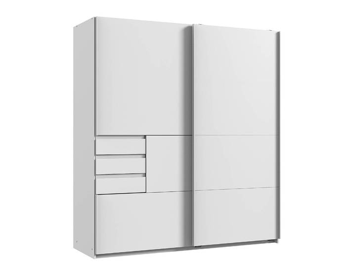 Schwebetürenschrank Bamberg 180 x 198 x 65cm Weiß/Weiß ohne Spiegeltür/-en