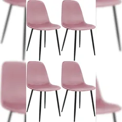 Proregal CHEFGASTRO 4er Set Esszimmerstuhl MEXICO CITY Samt HxBxT 88x45x54cm Rosa Küchenstuhl
