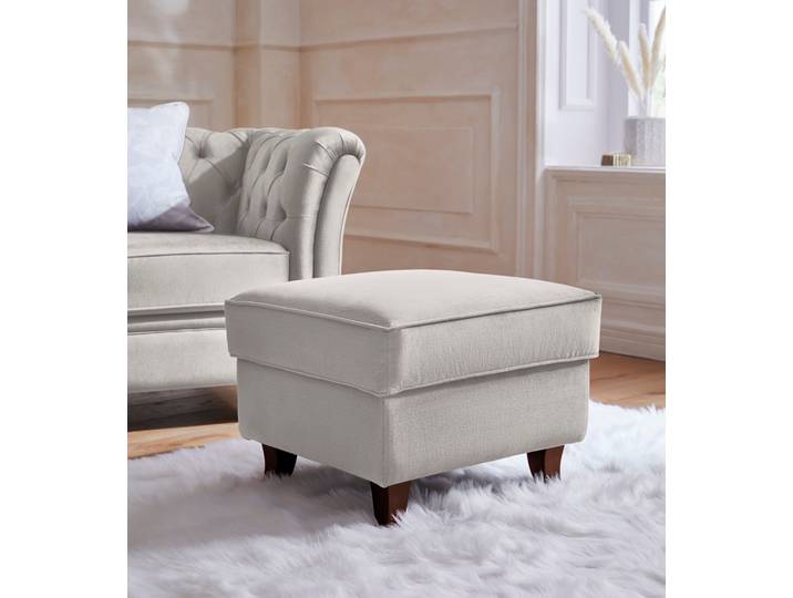 Polsterhocker HOME AFFAIRE Reims , grau (hellgrau), B:57cm H:45cm T:50cm, Hocker, Polsterhocker, echte Chesterfield-Knopfheftung, Samtoptik mich changierender Optik
