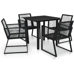 vidaXL 5-tlg. Garten-Essgruppe PVC Rattan Schwarz