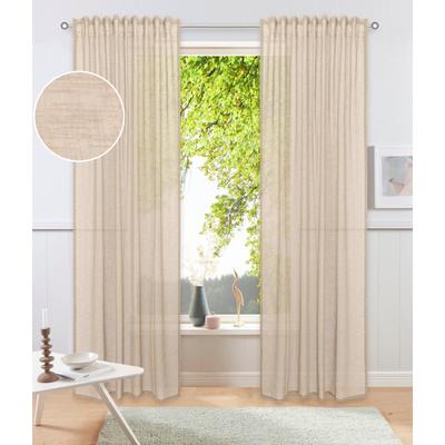 Gardine OTTO HOME "Kyllo", beige (sand), B:140cm H:175cm, Polyester, Gardinen, Gardine, Leinen-Look, halbtransparent, Multifunktionsband, Pflegeleicht