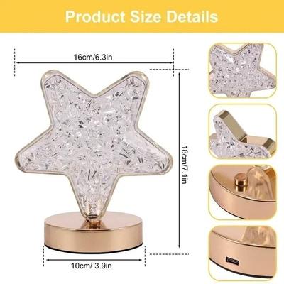 Uplifted Finds Bedroom Crystal Touch Dimming 3D Moon Lamp star